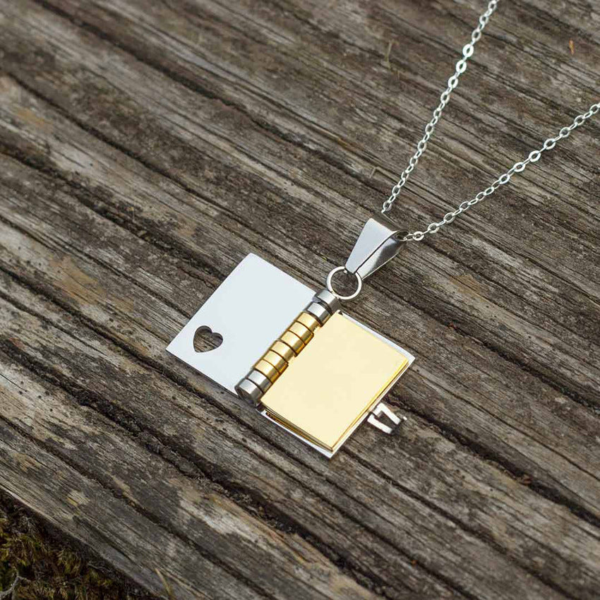 Love Open And Close Book Necklace
