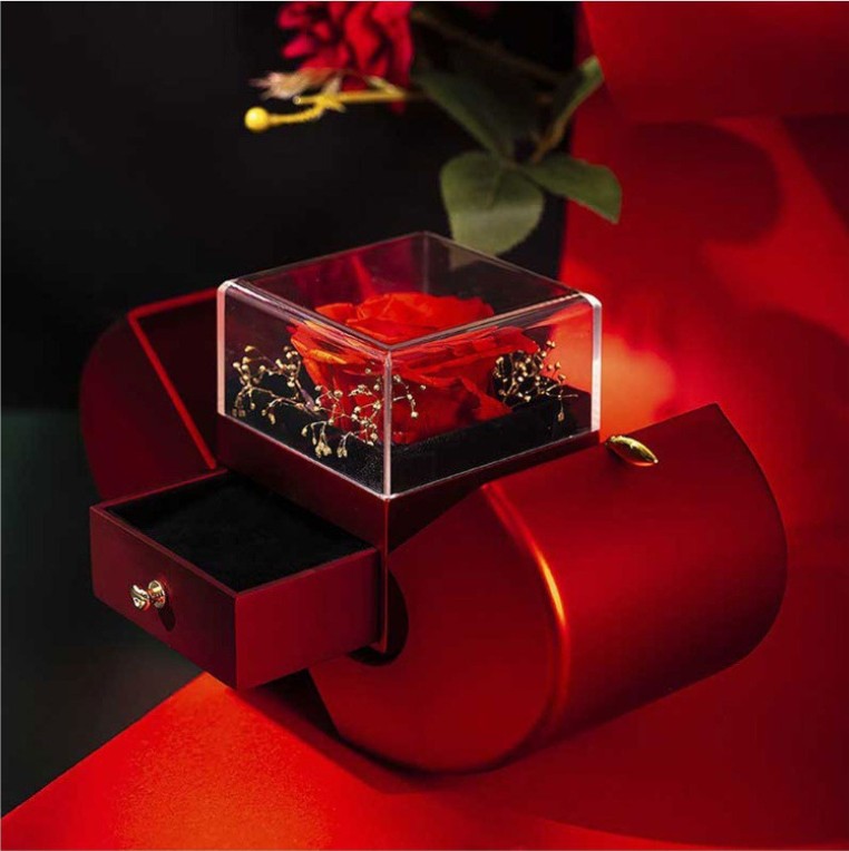 Eternal Rose Jewelry Box with necklace
