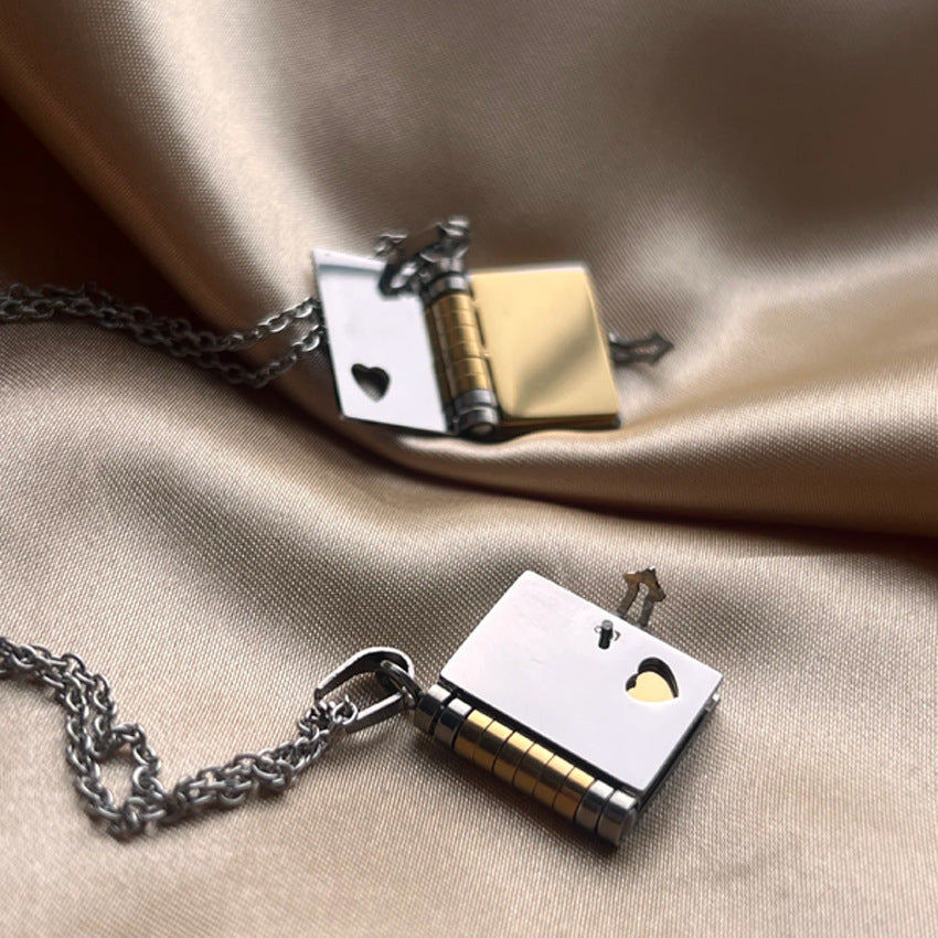 Love Open And Close Book Necklace