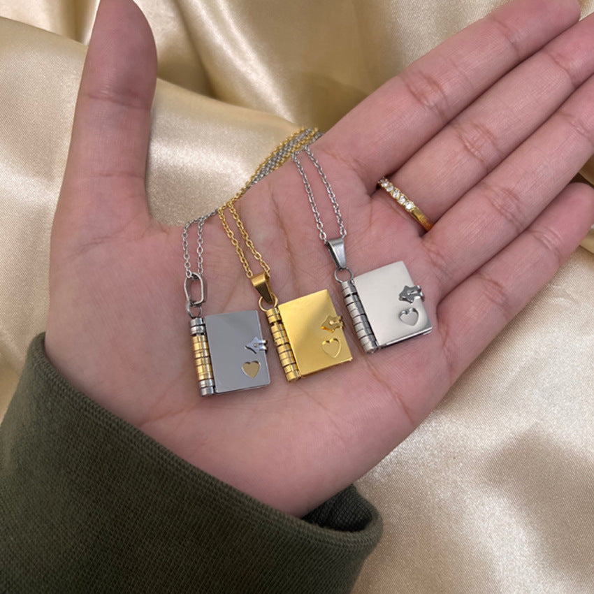 Love Open And Close Book Necklace