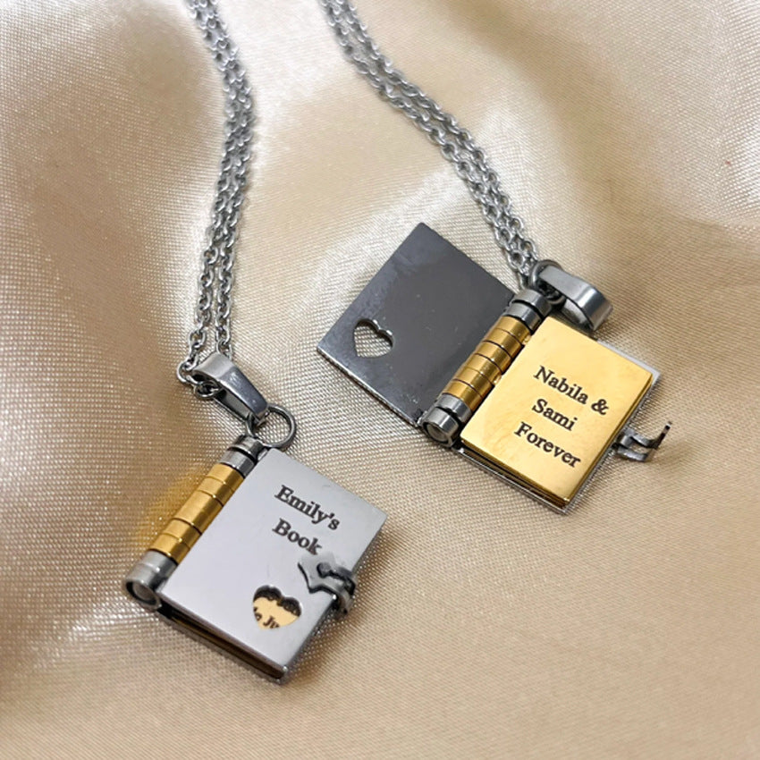 Love Open And Close Book Necklace